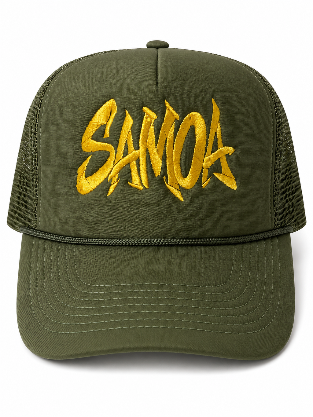 SAMOA Embroidered Trucker Hat - Olive Green
