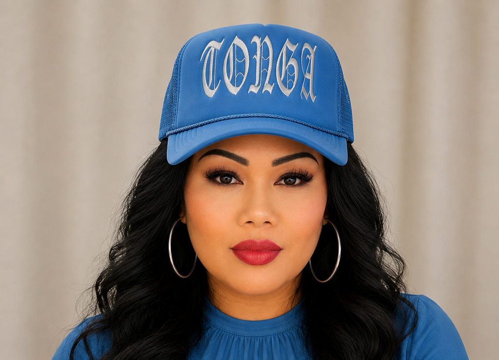 TONGA Embroidered Trucker Hat - Baby Blue