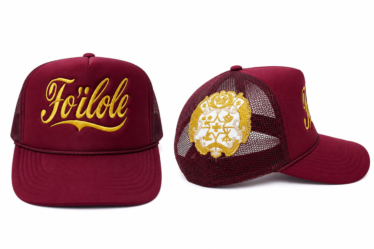 FO'ILOLE Embroidered Trucker Hat - Burgundy