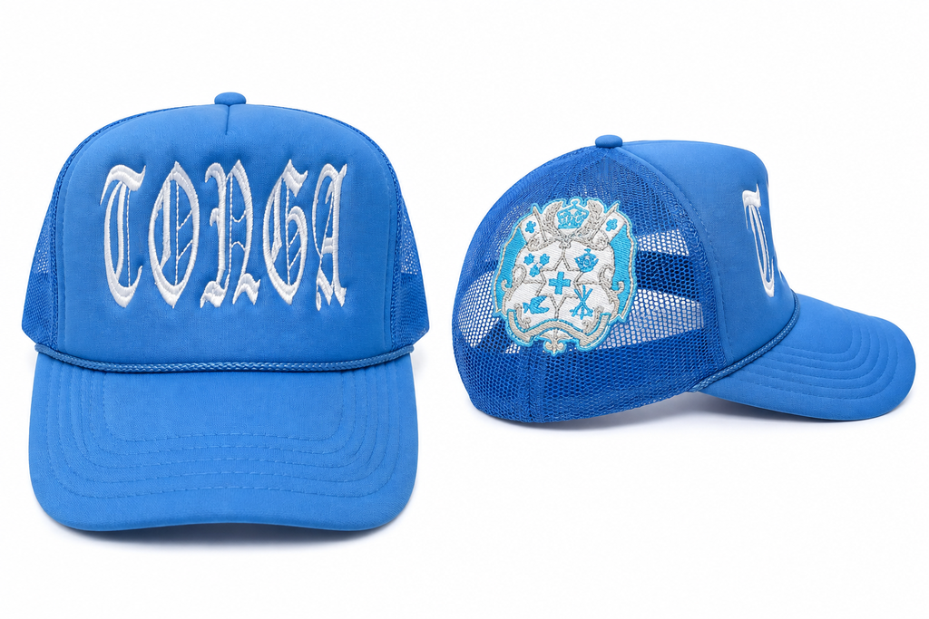 TONGA Embroidered Trucker Hat - Baby Blue