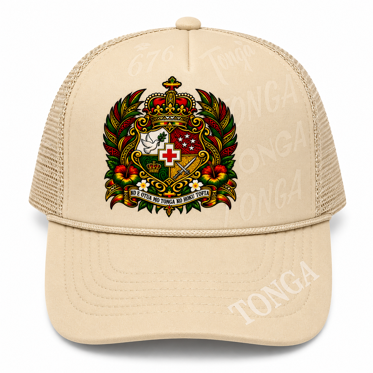 TONGA Heritage Crest Trucker Hat - Beige