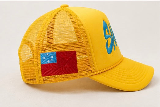 SAMOA Embroidered Design Trucker Hat - Yellow