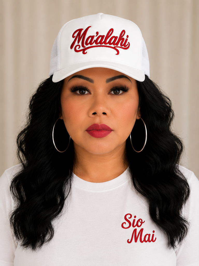 Ma'alahi Embroidered Trucker Hat - White