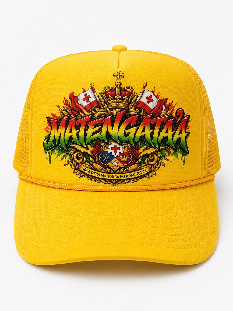 MATENGATA'A Tongan Heritage Trucker Hat - Gold/Yellow