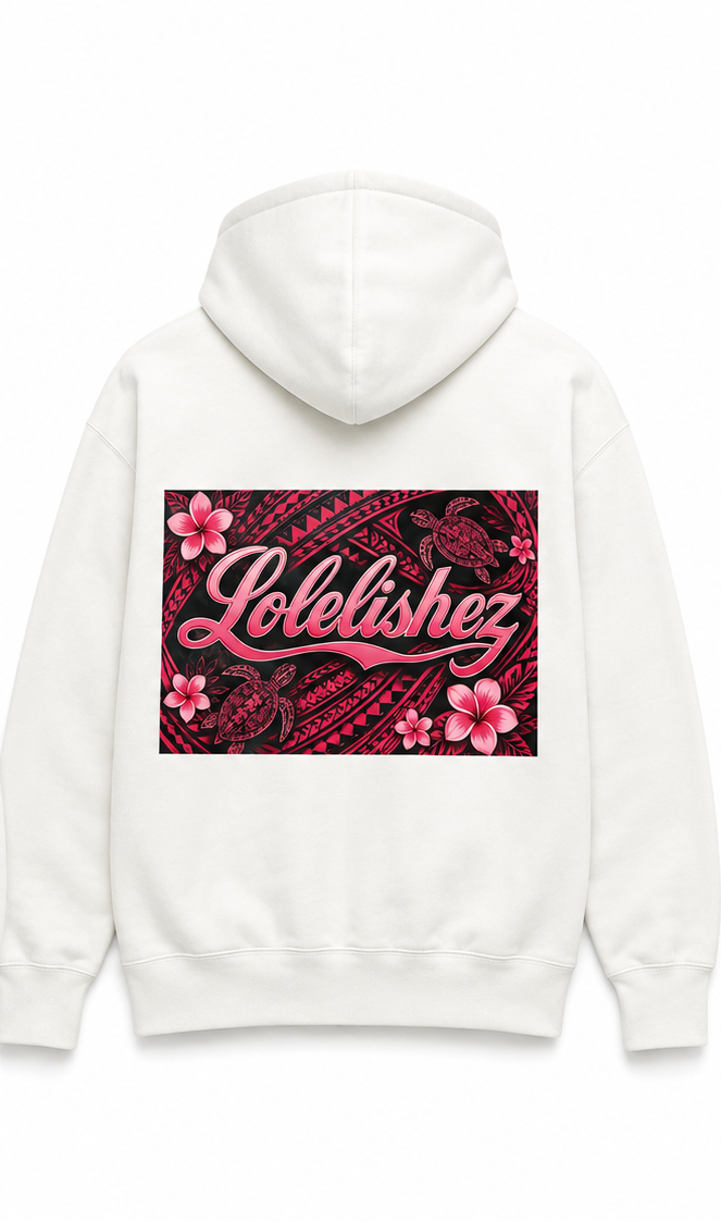 LOLELISHEZ Polynesian Zip-Up Hoodie - White